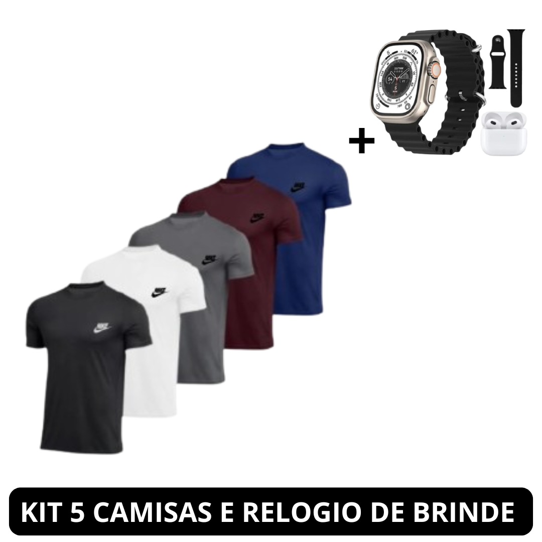 Kit 5 Camisetas Dry Fit Masculina Fitness Esportiva Para Treino e Academia + Relogio de brinde.(Oferta Relâmpago ⚡️)