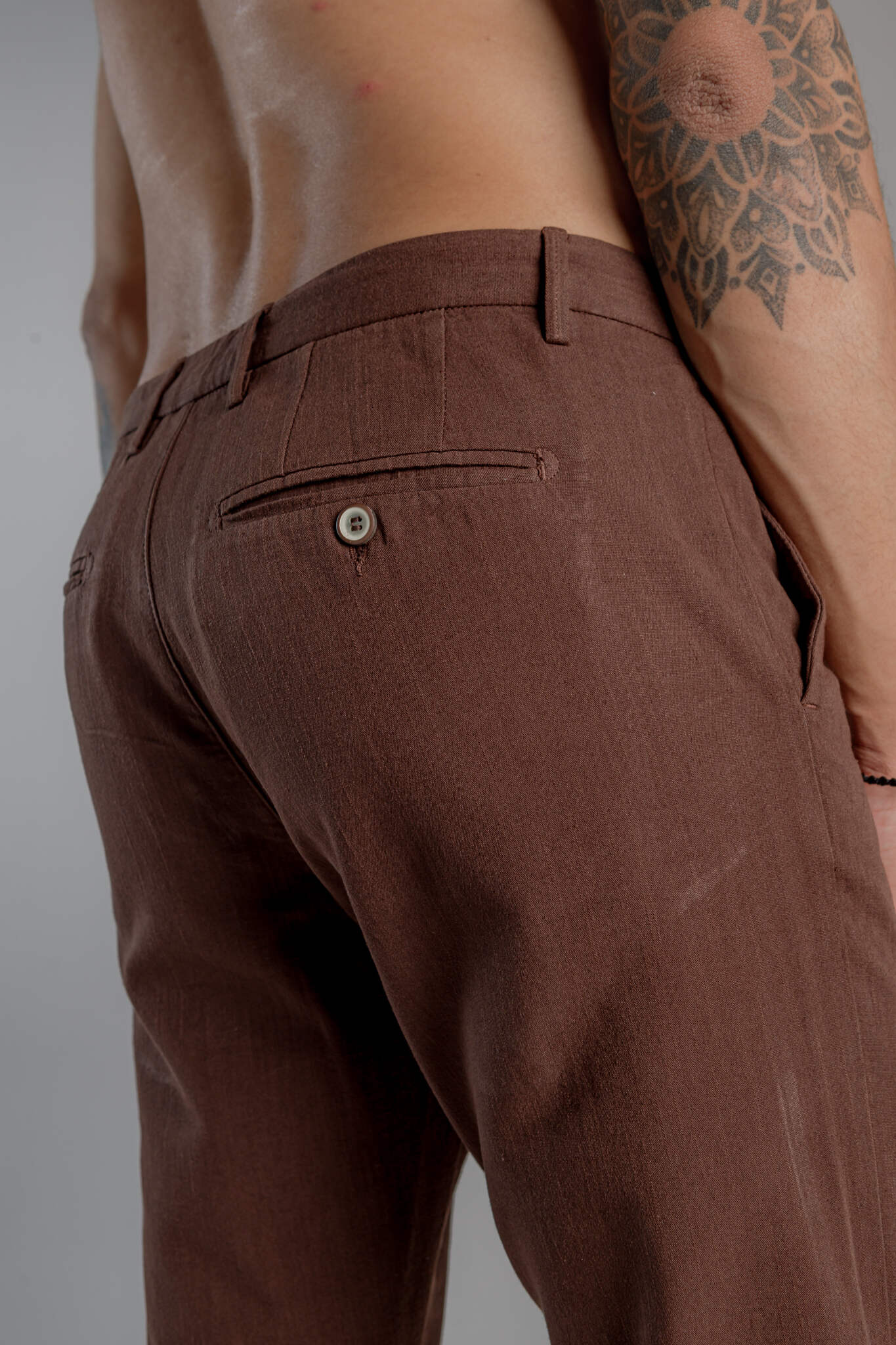 Calça de Linho Vicenza Alfaiataria Slim Roma Marrom